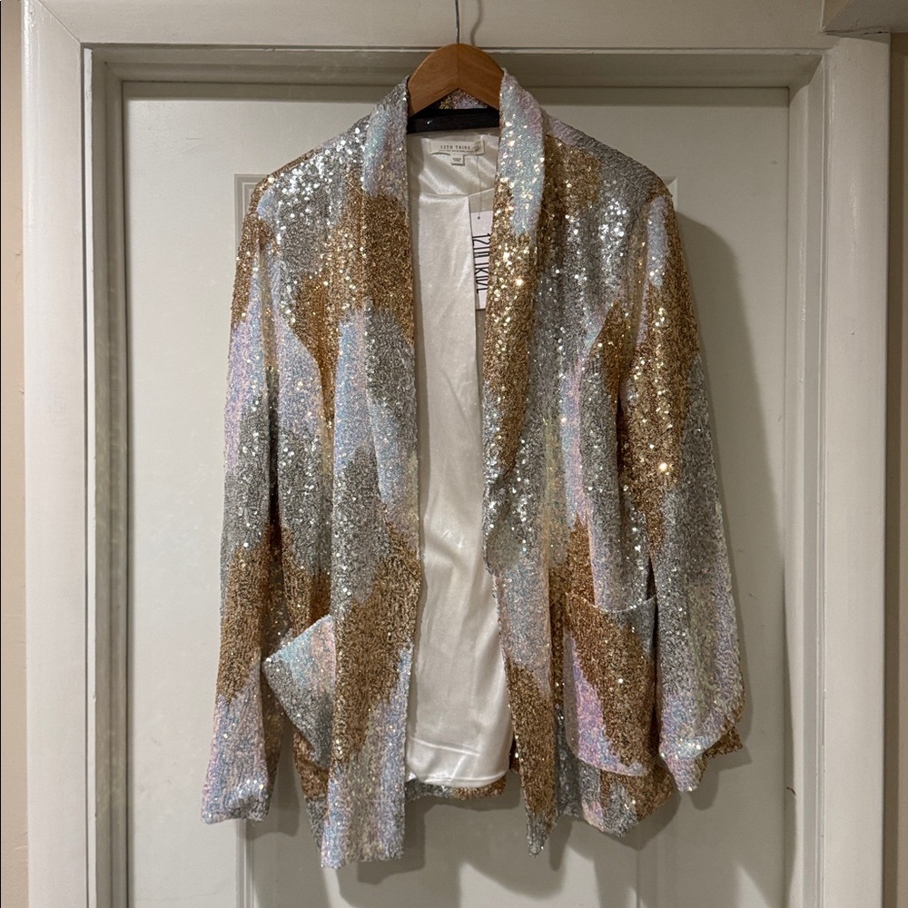 12th Tribe Sequin Blazer in Gold and Silver